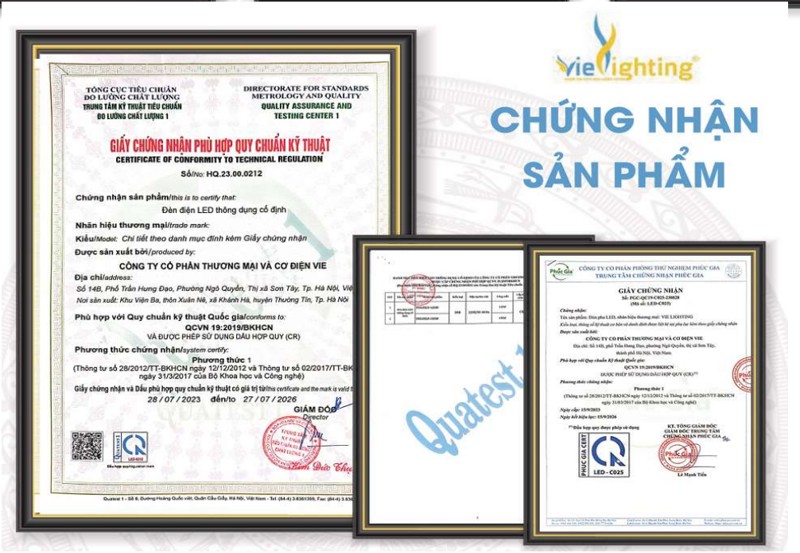 Chứng nhận sản phẩm VIELED
