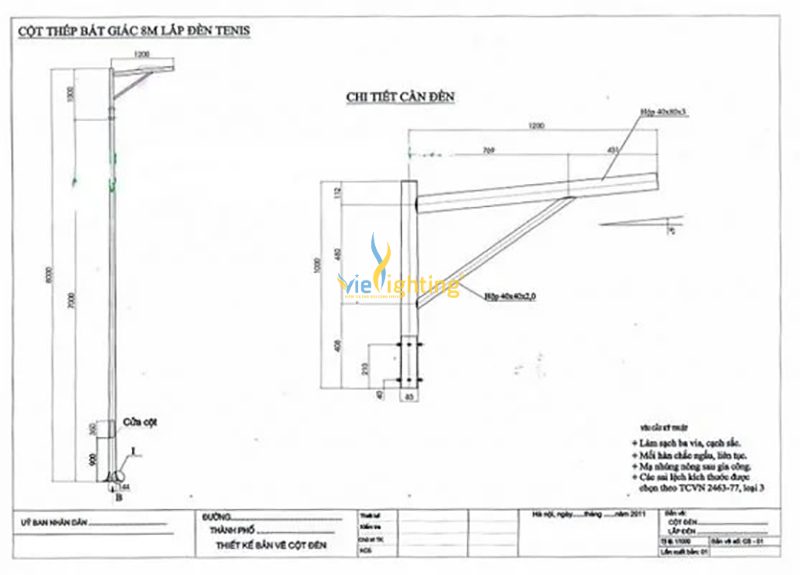 Các đặc tính nổi bật của cột đèn sân tennis VI-CTN141