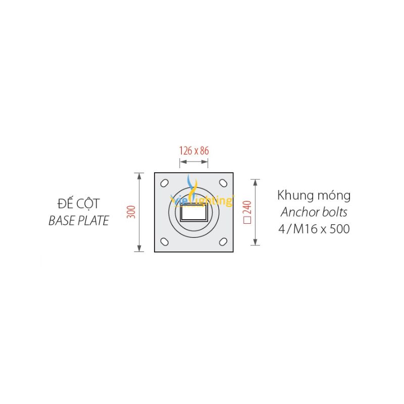 Khung móng cột đèn sân vườn VI-DC-10
